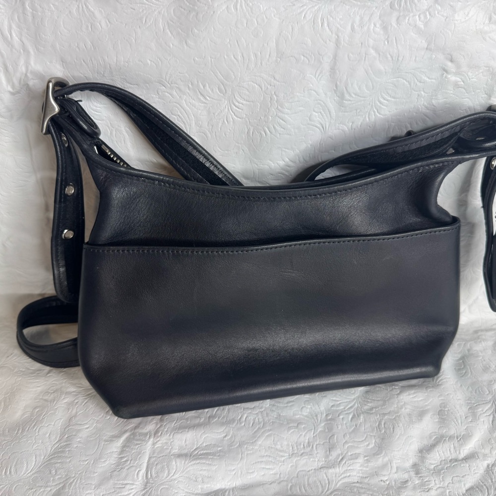 Vintage Coach Black Leather Crossbody Bag Purse